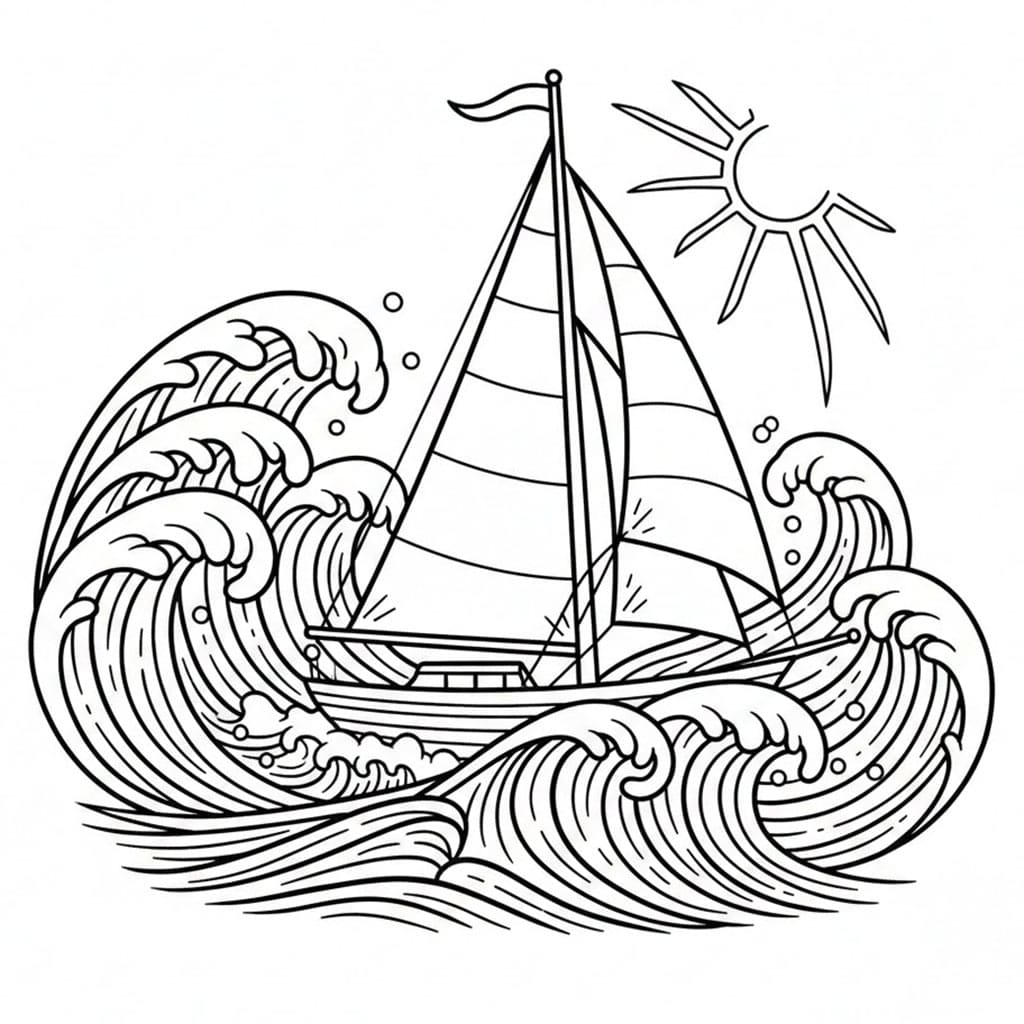 Perahu layar ombak besar