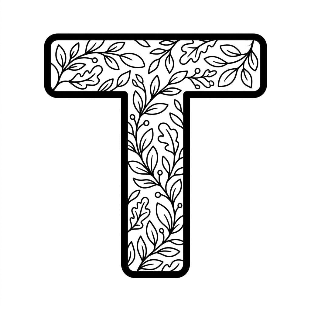 Huruf T pola daun