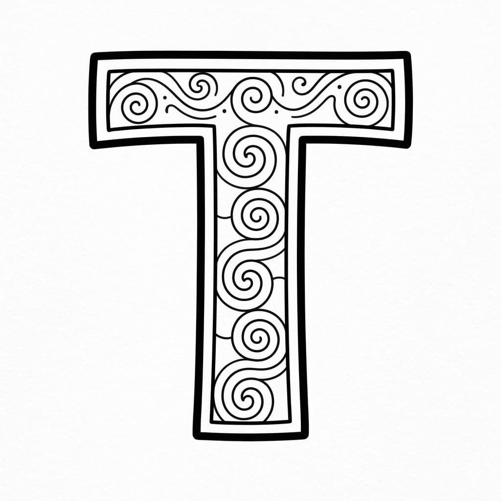 Huruf T spiral