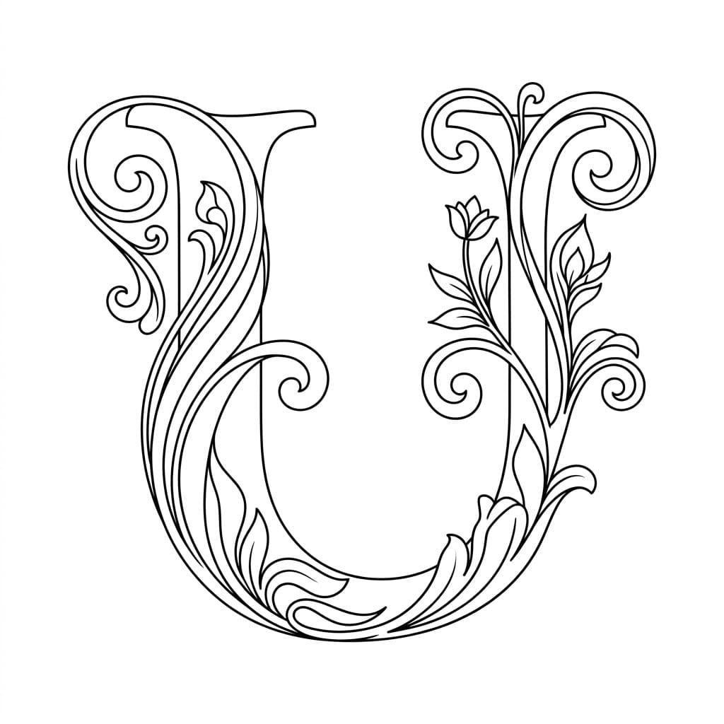 Huruf U gaya Art Nouveau