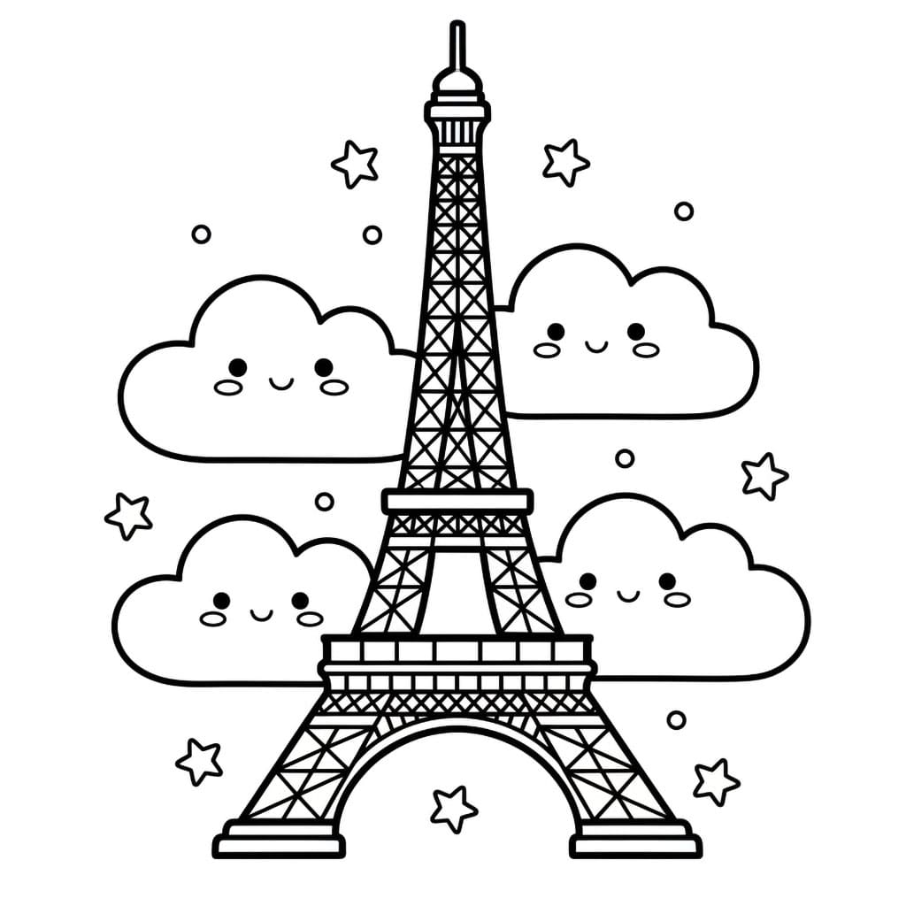 Menara Eiffel dan awan lucu