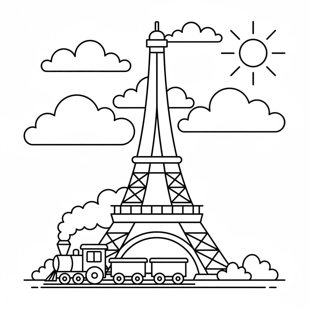 Menara Eiffel dan kereta