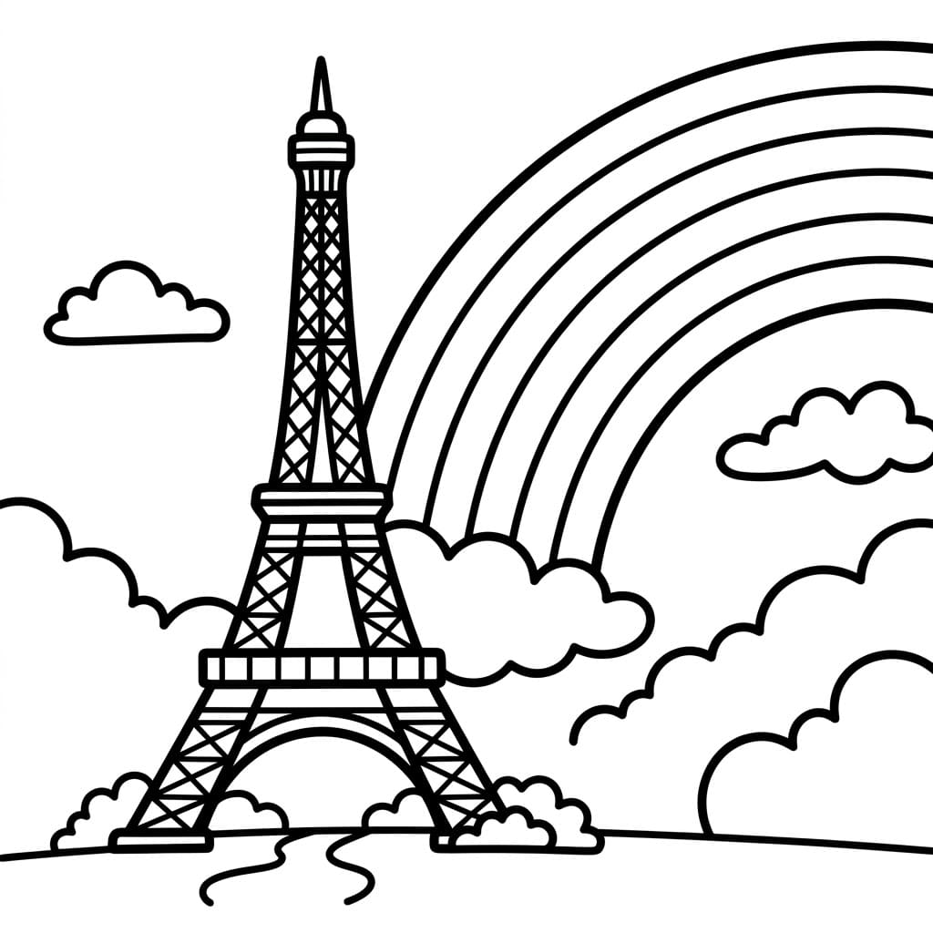 Menara Eiffel dan pelangi