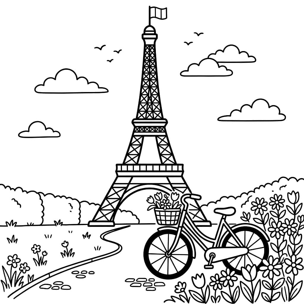 Menara Eiffel dan sepeda