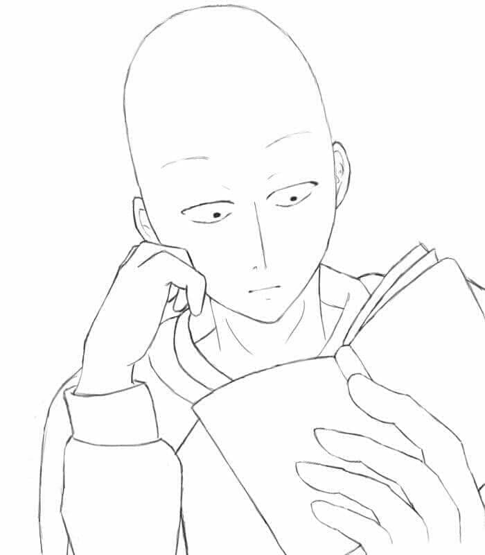 Saitama sedang Membaca Buku
