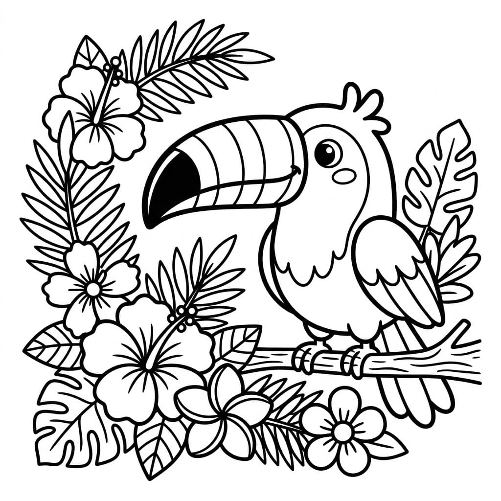 Toucan dengan Bunga