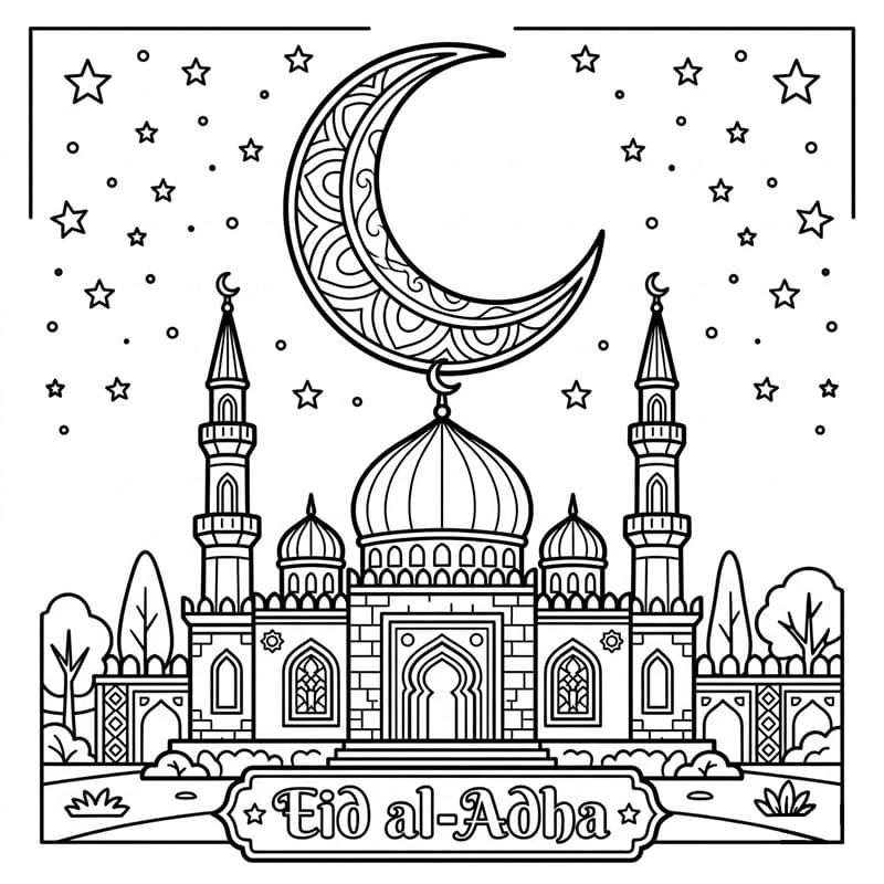 Bulan di Atas Masjid Idul Adha