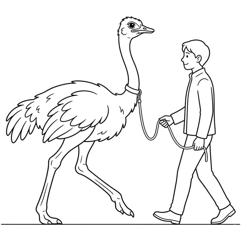 Burung Unta dengan Pawangnya