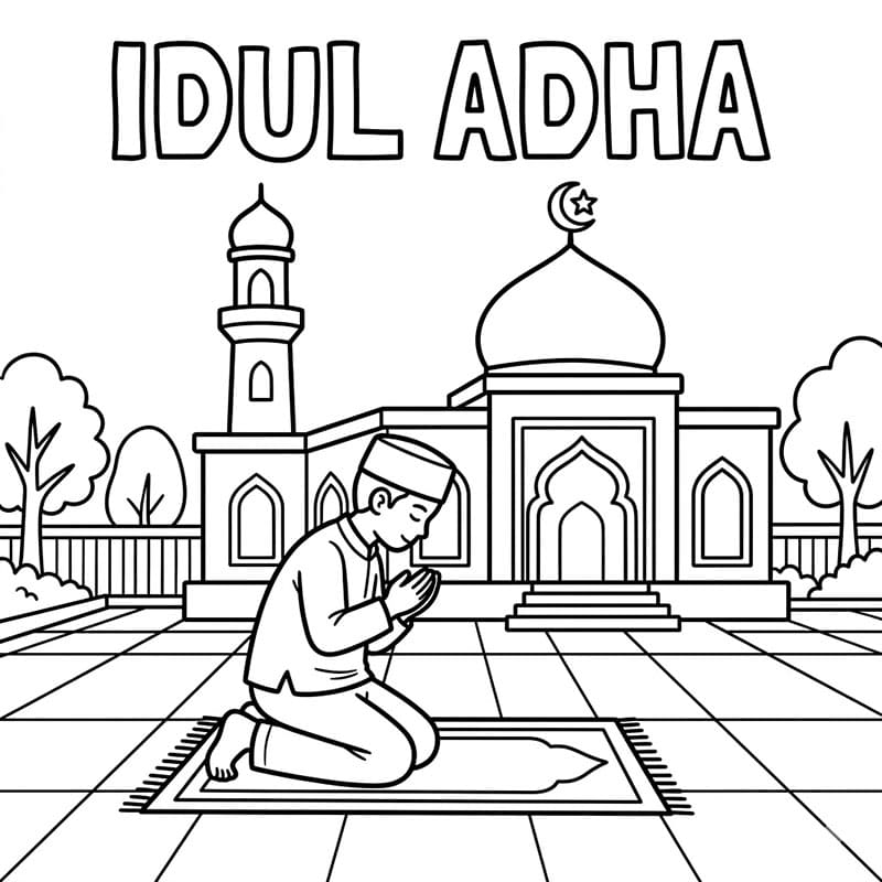 Doa di Depan Masjid Idul Adha