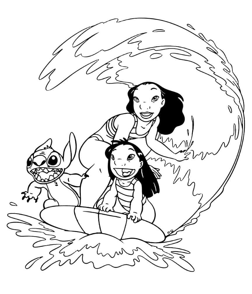 Lilo dan Stitch Berselancar