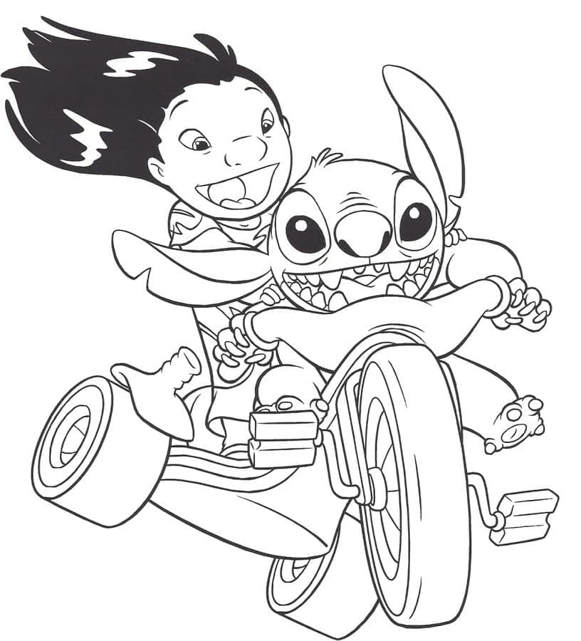 Lilo dan Stitch di Sepeda Roda Tiga