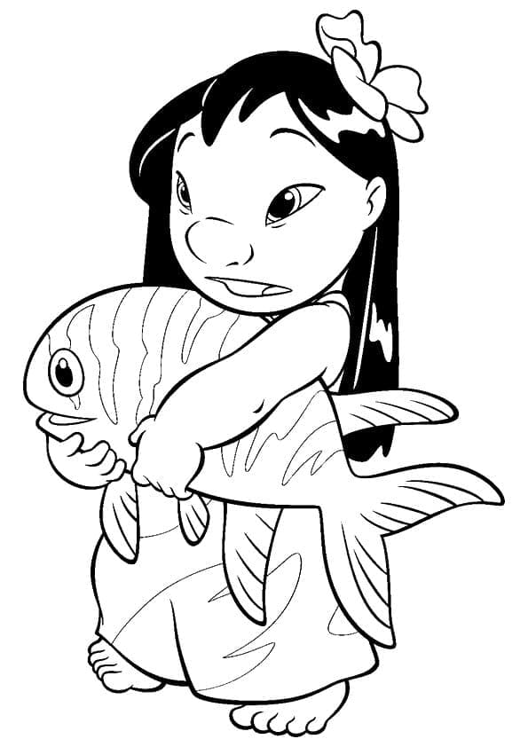 Lilo memegang ikan