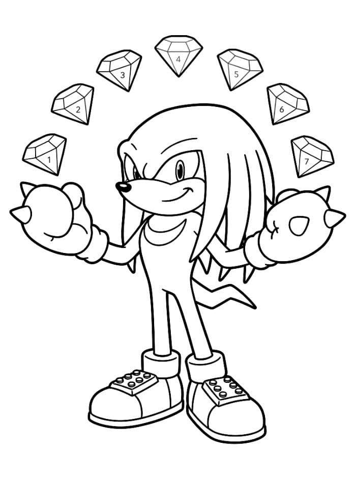 Knuckles dengan Tujuh Chaos Emerald