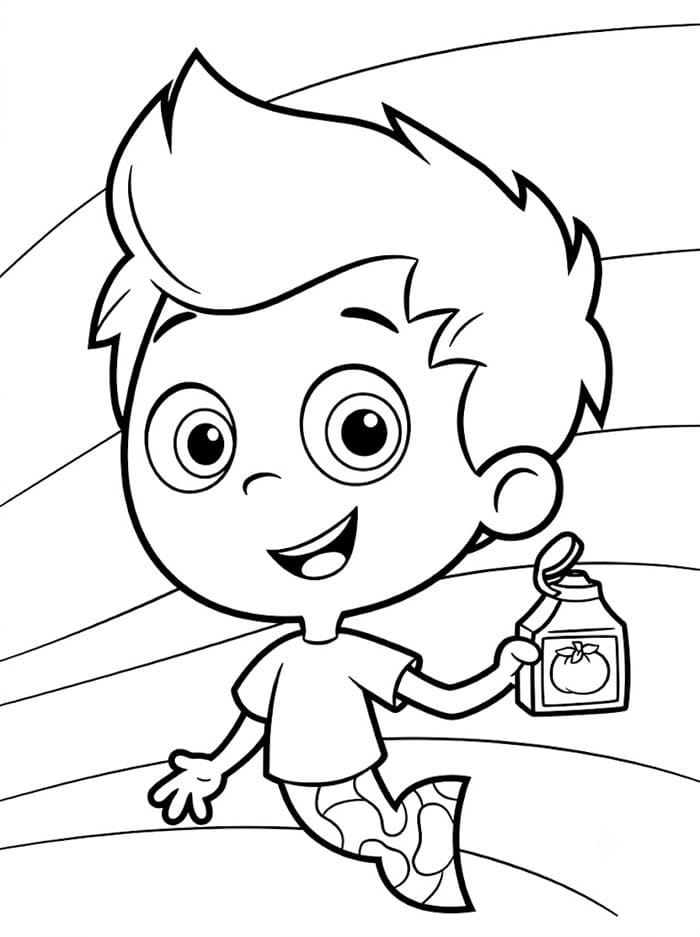 Anak laki-laki Guppy Gil dengan minuman