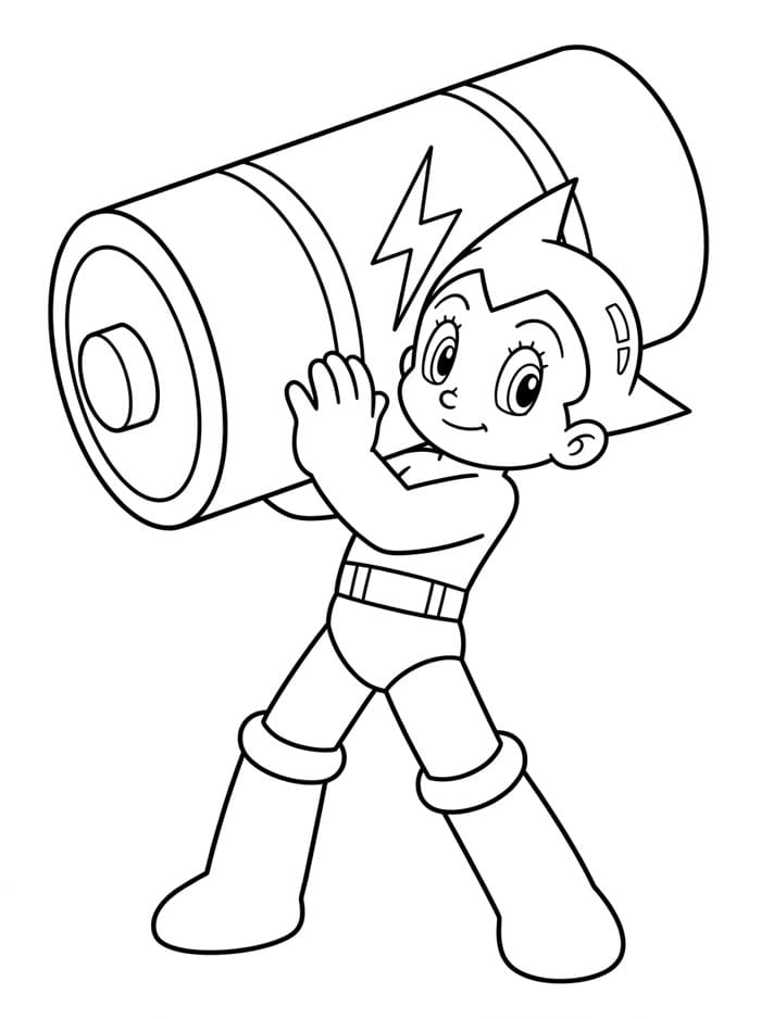 Astro Boy Membawa Baterai Raksasa