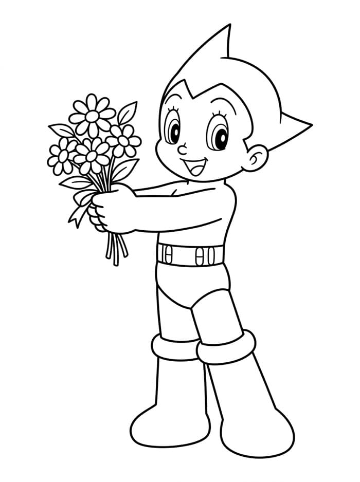 Astro Boy Memberikan Bunga