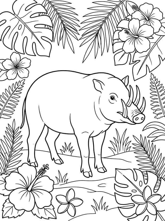 Babi Rusa dan Bunga Tropis