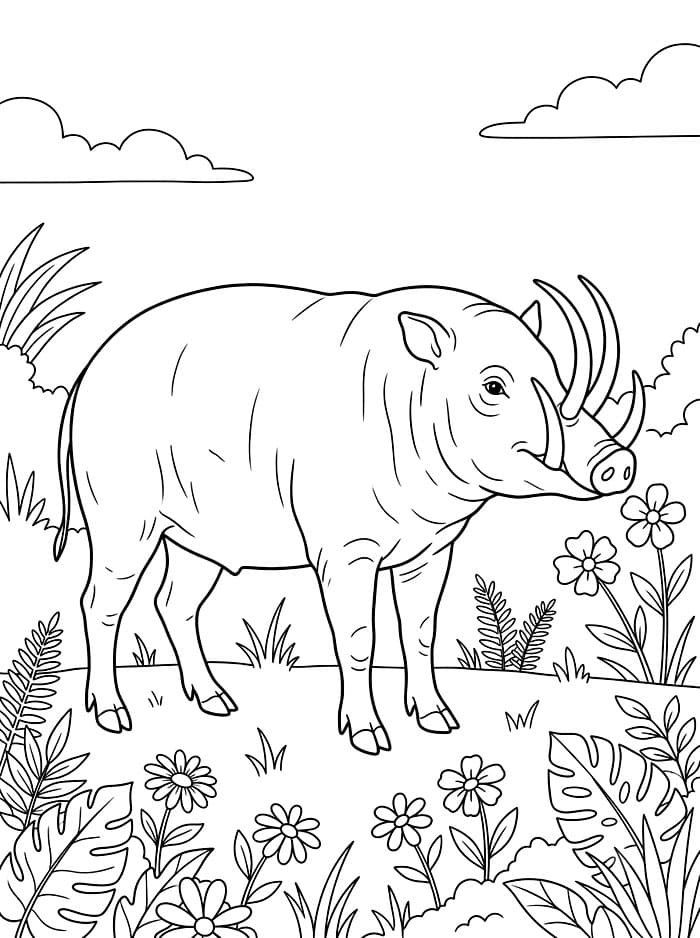 Babi Rusa dengan bunga