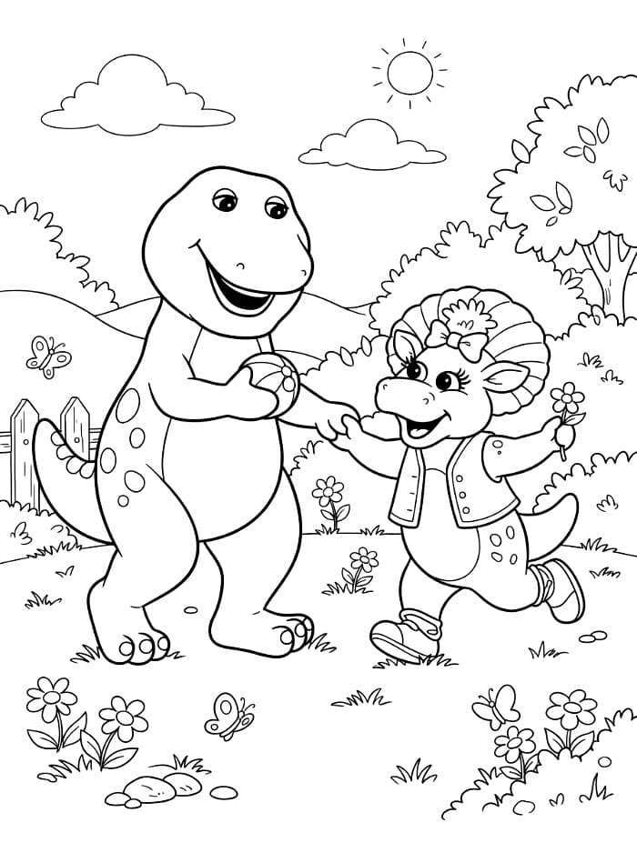 Barney dan Baby Bop Sedang Bermain