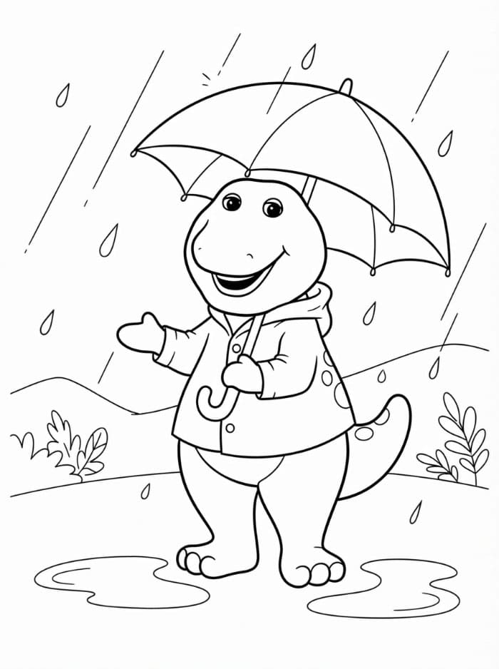Barney di Tengah Hujan