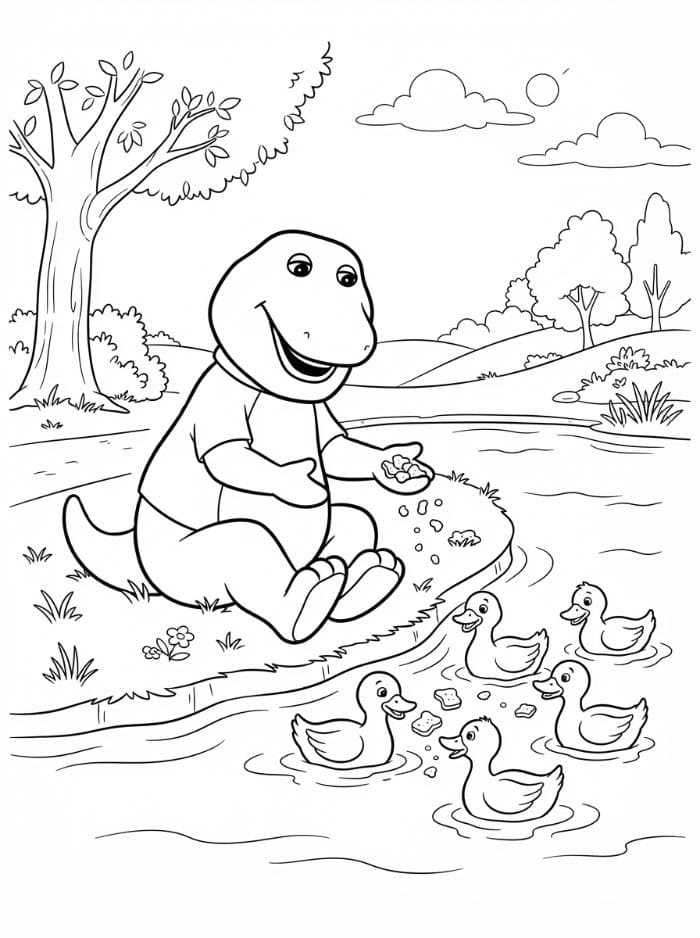 Barney Memberi Makan Bebek