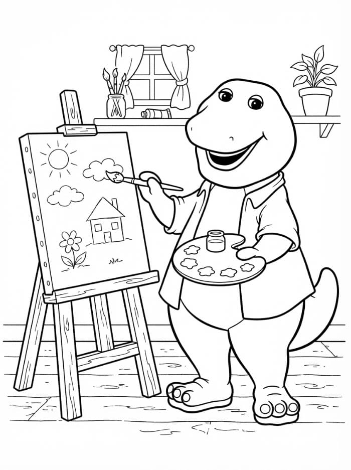 Barney Sedang Melukis