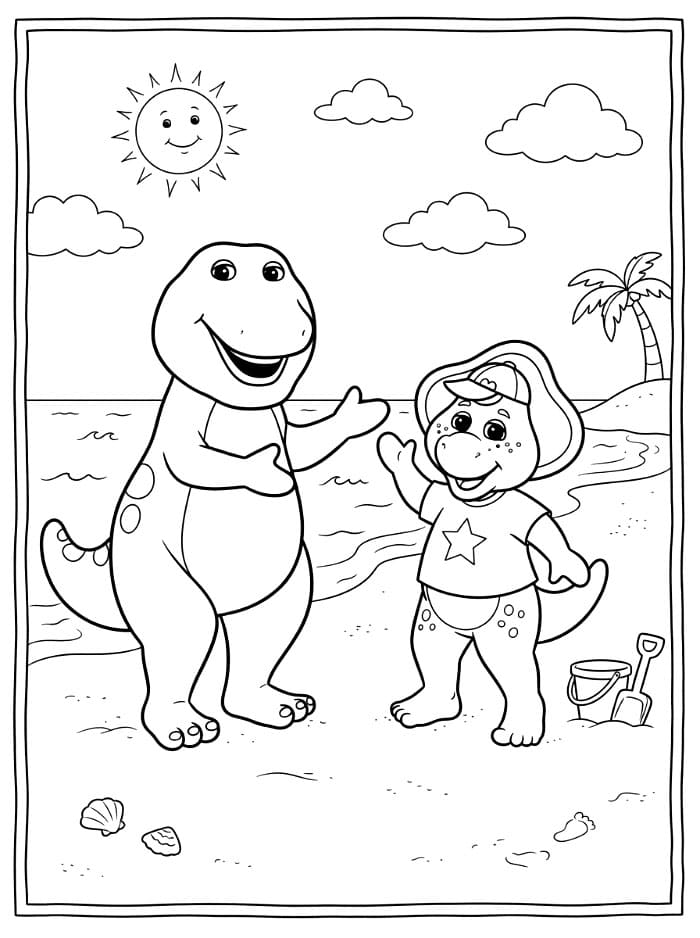 BJ dan Barney di Pantai