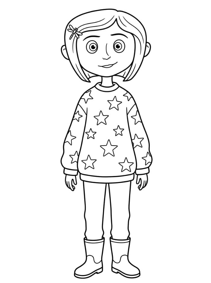 Coraline Mengenakan Sweter Bermotif Bintang