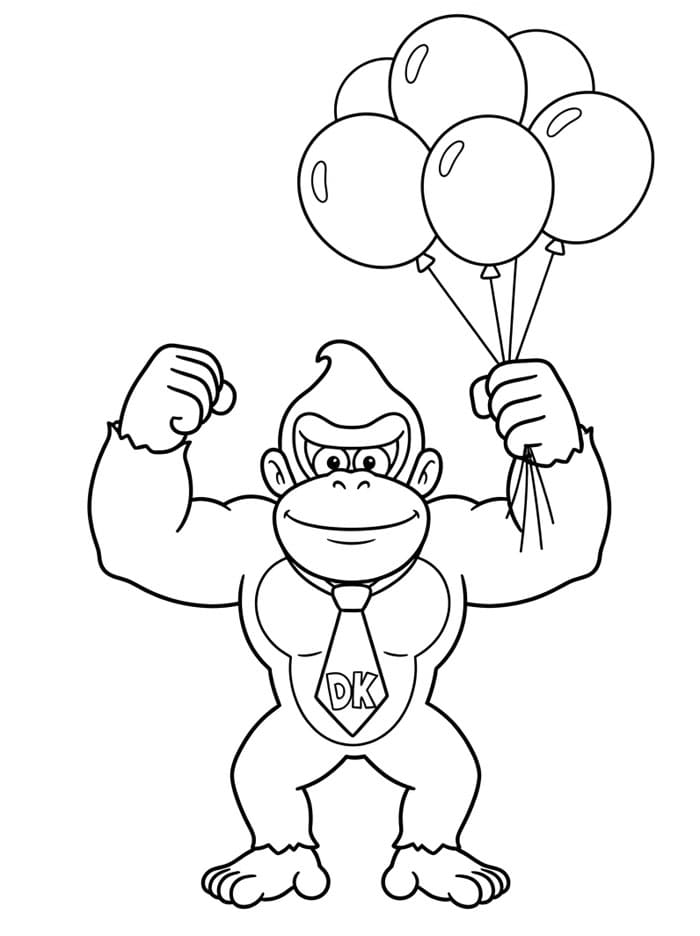 Donkey Kong memegang balon