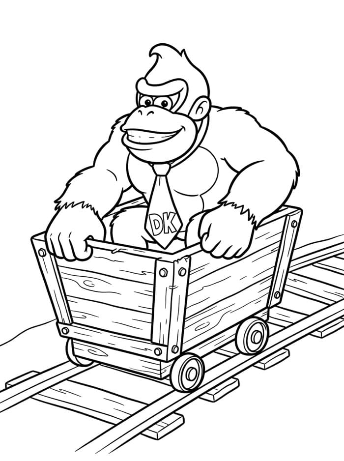 Donkey Kong menaiki kereta tambang