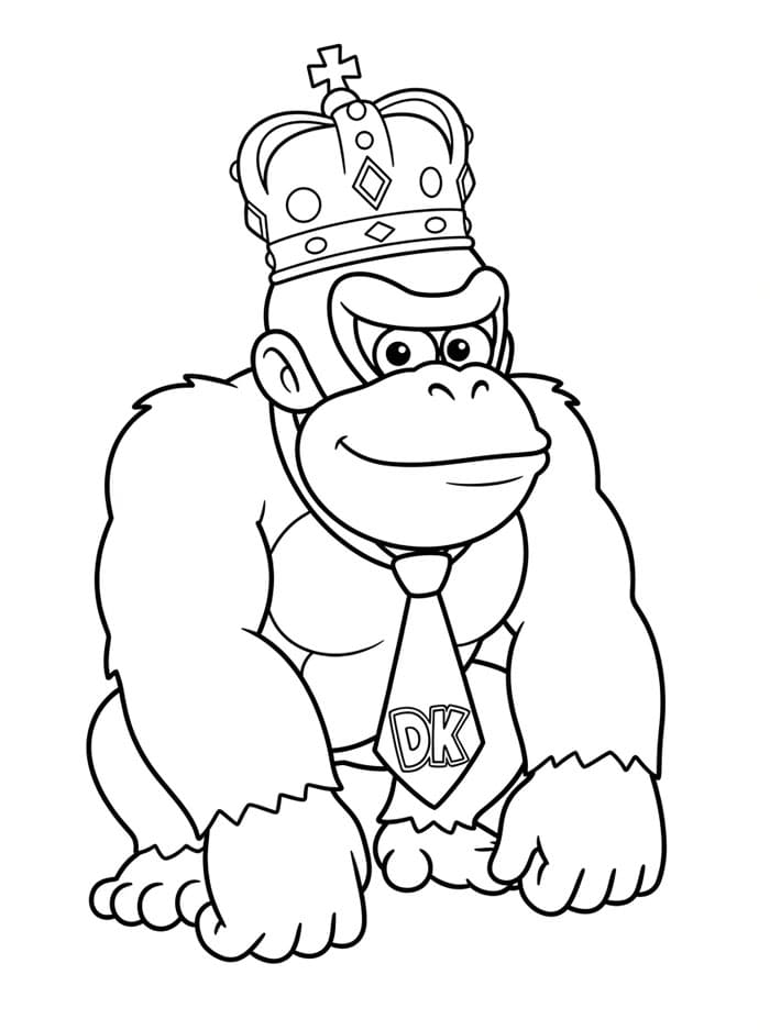Donkey Kong mengenakan mahkota