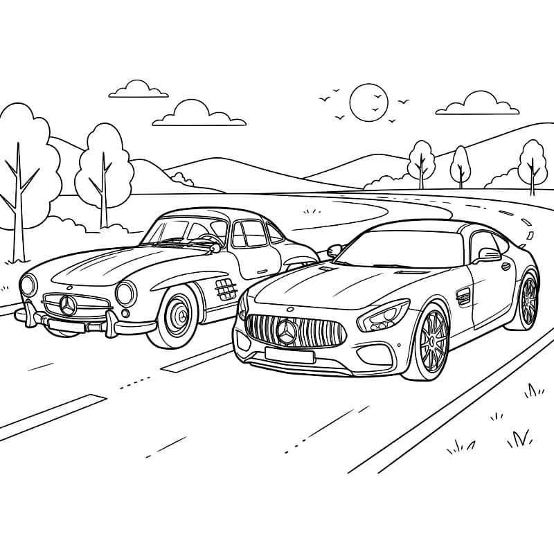 Dua mobil Mercedes