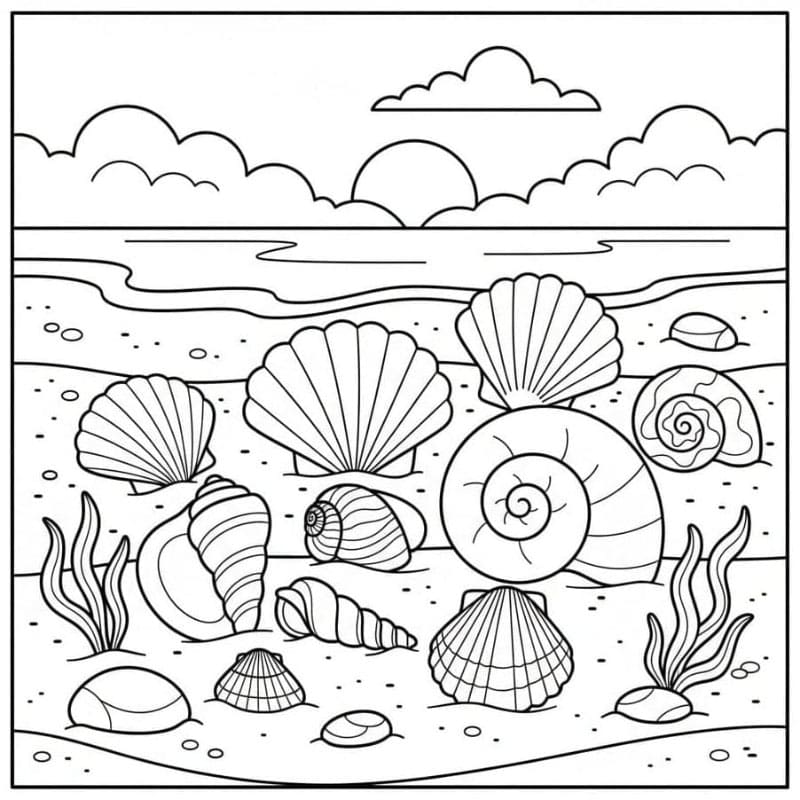 Kerang Laut di Atas Pantai Berpasir