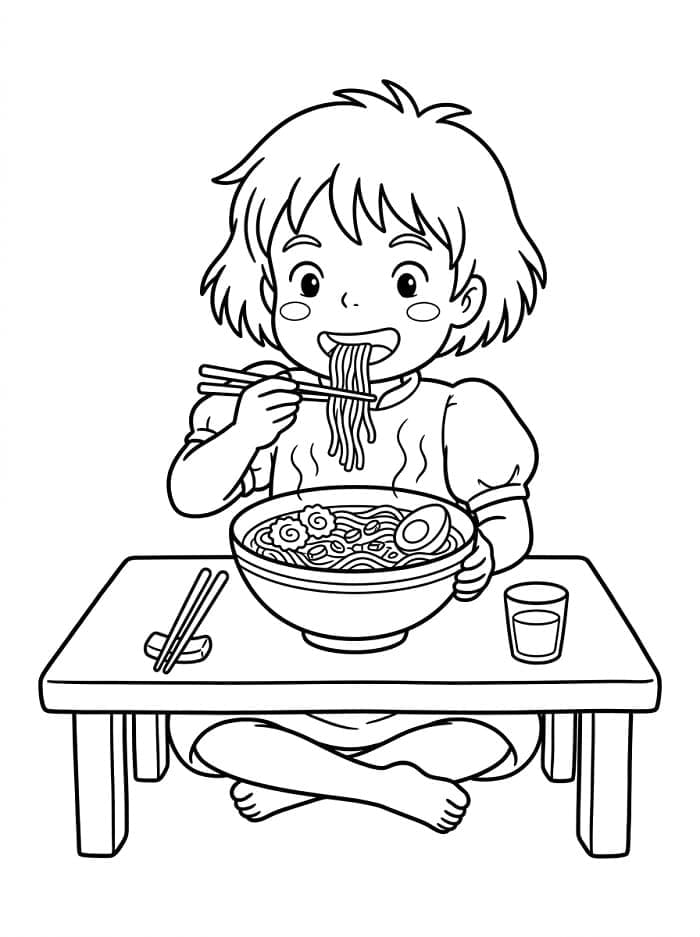 Ponyo makan mi