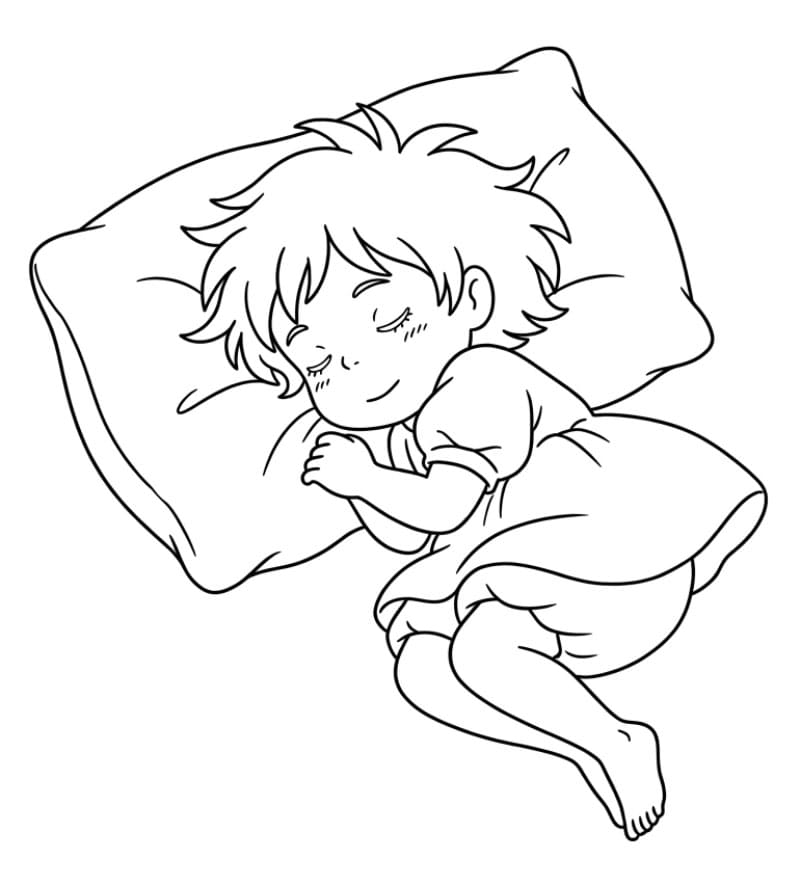 Ponyo tidur di atas bantal