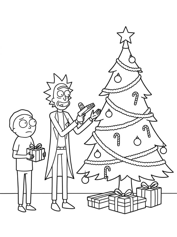 Rick and Morty dengan pohon Natal