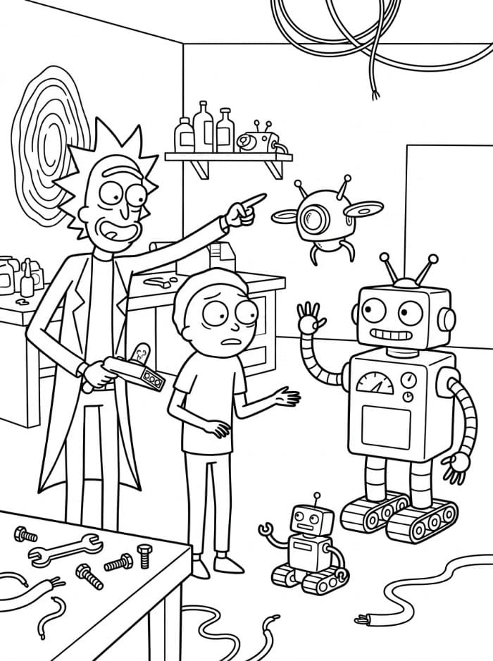 Rick and Morty dengan robot