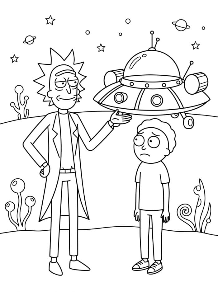 Rick and Morty dengan UFO