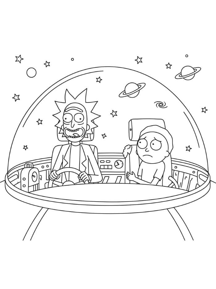 Rick and Morty di dalam pesawat luar angkasa