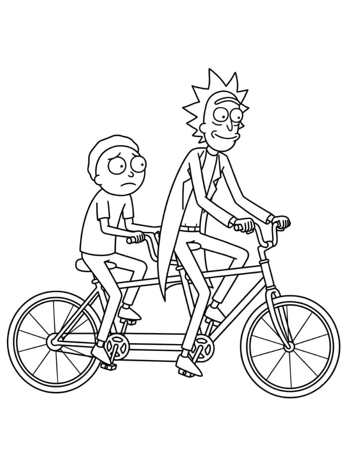 Rick and Morty mengendarai sepeda