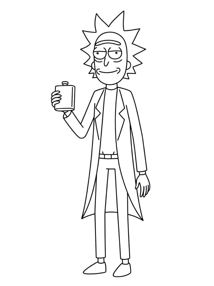 Rick Sanchez dengan botol minum