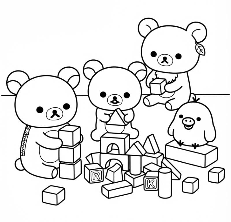 Rilakkuma bermain balok