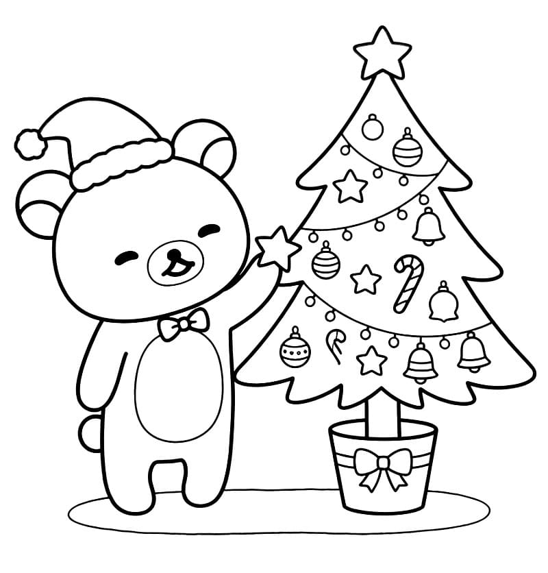 Rilakkuma dengan pohon Natal