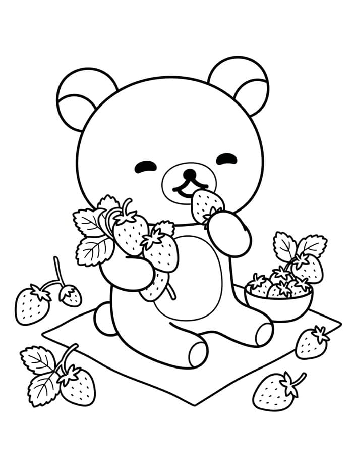 Rilakkuma makan stroberi
