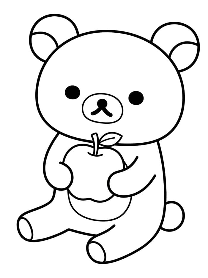Rilakkuma memegang sebuah apel