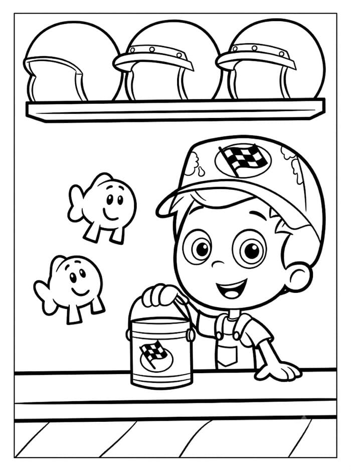 Seekor guppy jantan dengan topi dan ikan