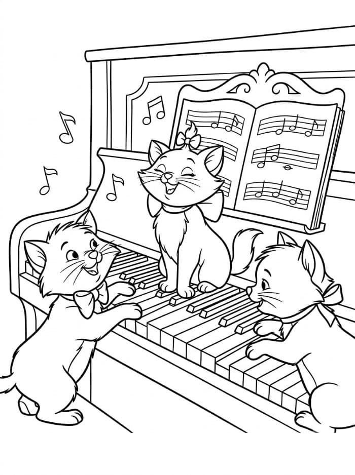 The Aristocats di atas piano